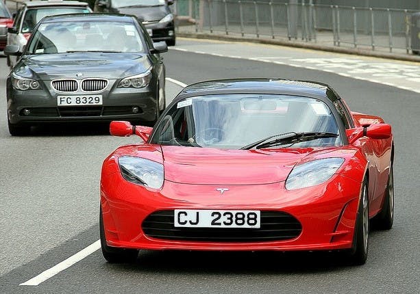 Tesla roadster in HK