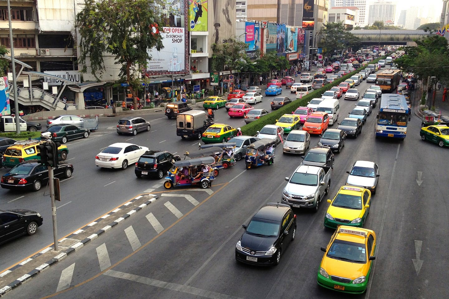 Gridlock in downtown Bangkok, Thailand