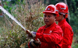 fire drill in Indonesian forest