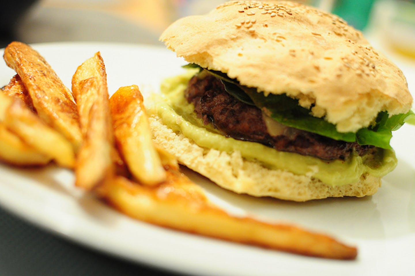 hamburger and fries meal