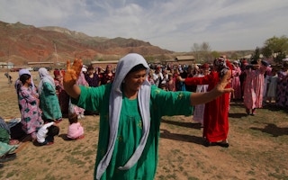 Women dance during the Navruz Holiday in Chanori Suhta Village in Tajikistan