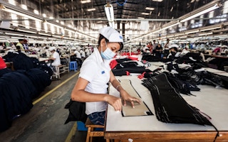 A garment factory worker in Ho Chi Minh City, Vietnam.