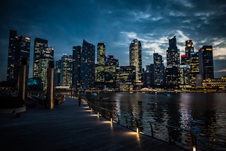 Singapore's skyline at night