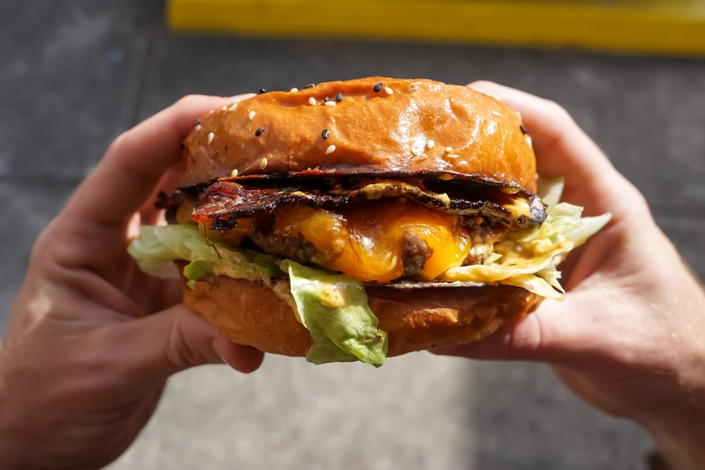 A bacon and cheese burger