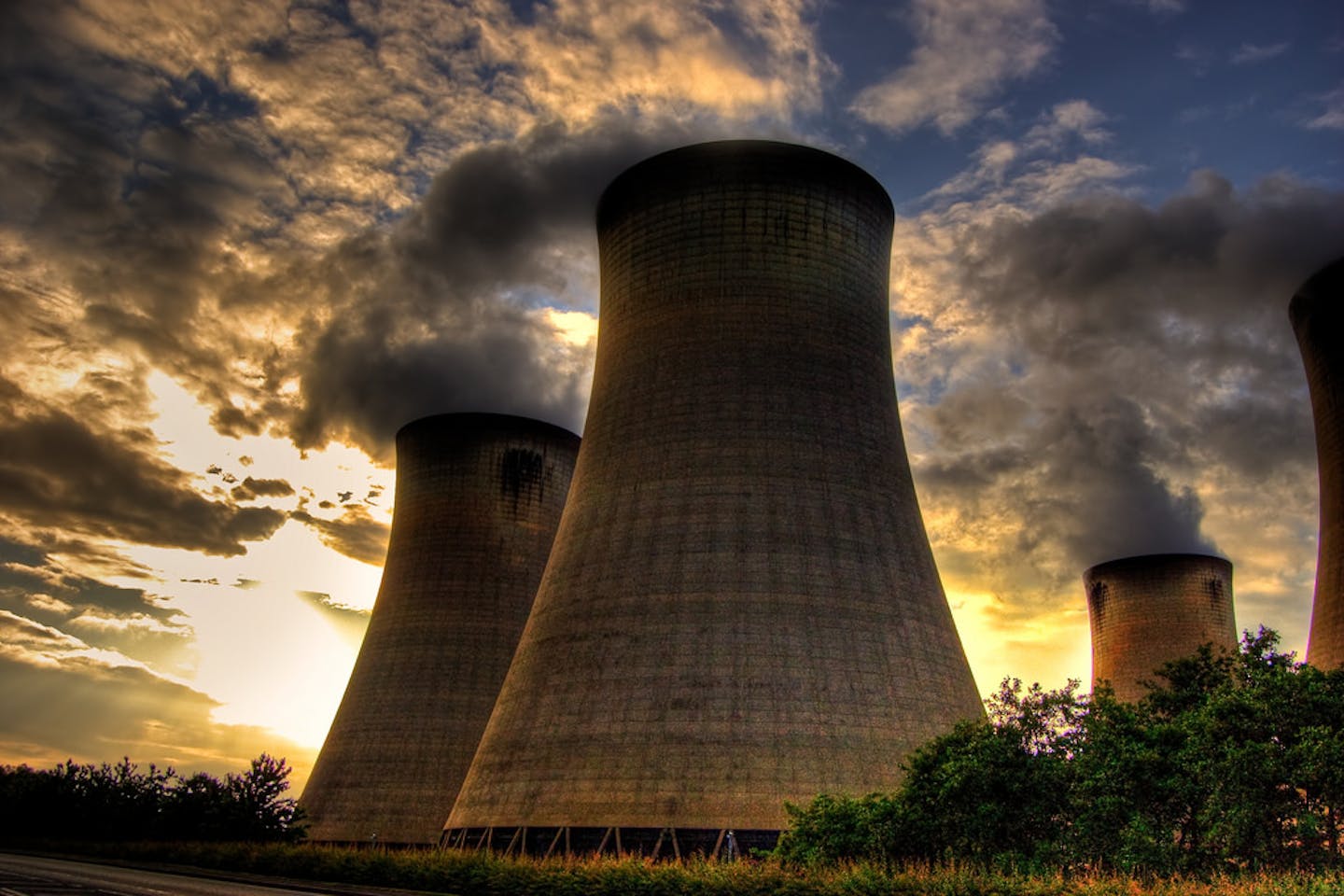 The four eastern cooling towers at the Drax coal-fired power station in North Yorkshire.