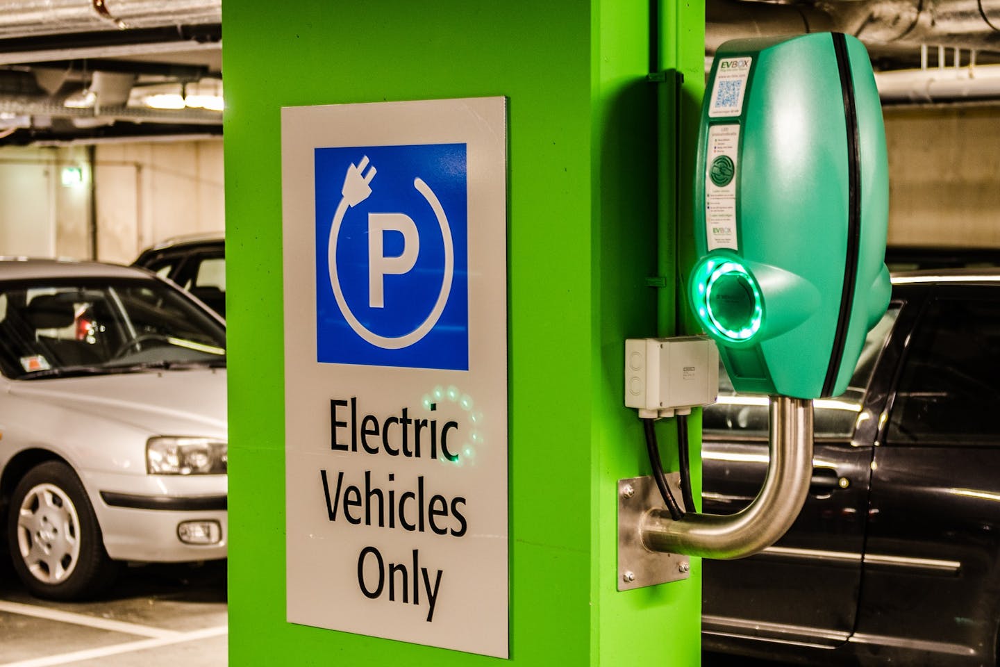 ev charger in a parking lot