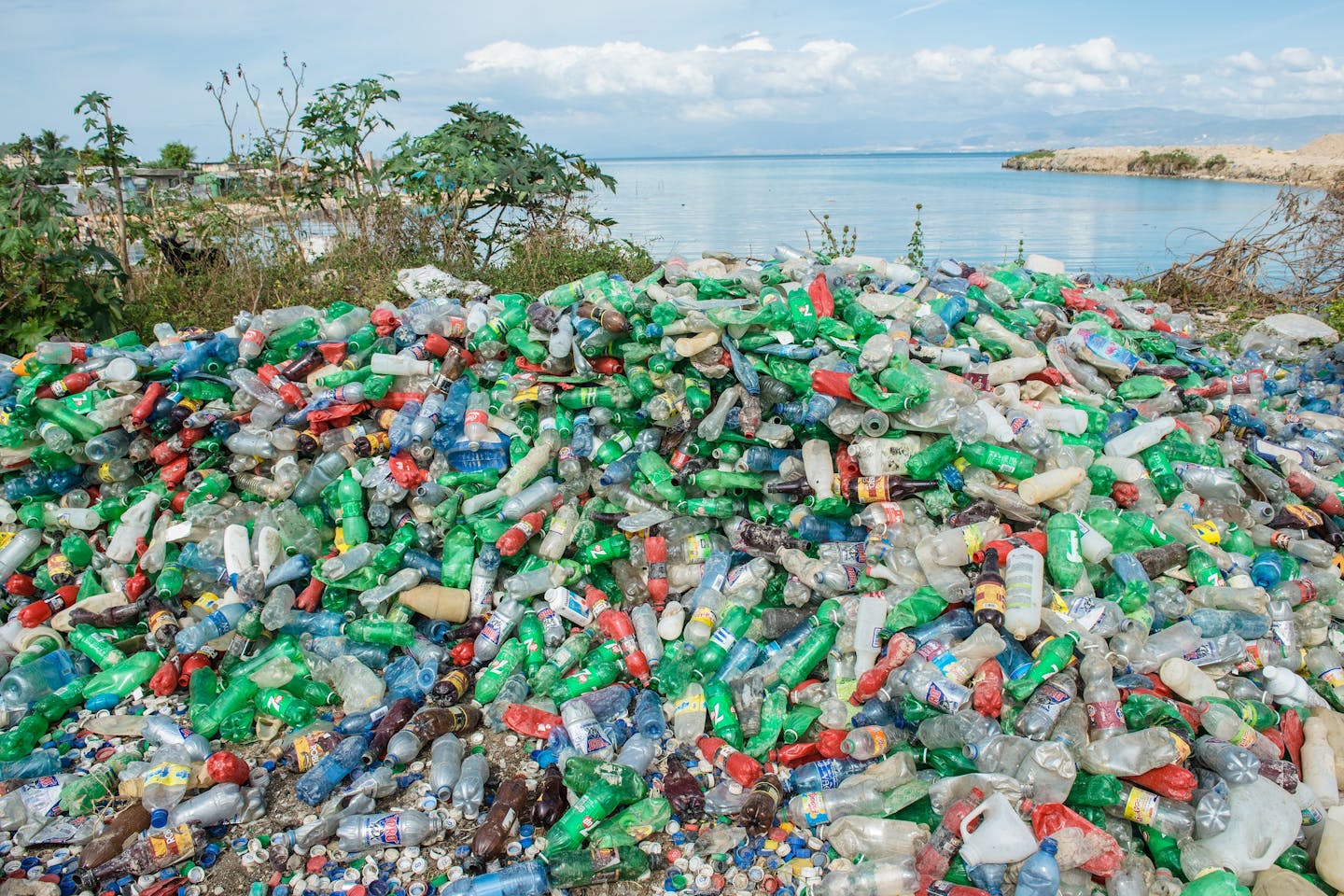 Plastic waste on a beach in Haiti, where Dell launched its ocean-bound plastic pilot project.