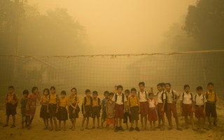 kids enveloped in haze