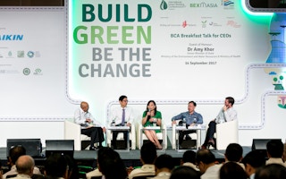 CapitaLand Commercial Trust speaking on a panel at the BCA Breakfast Talk for CEOs. Image: BCA