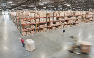 Online retailer warehouse scene