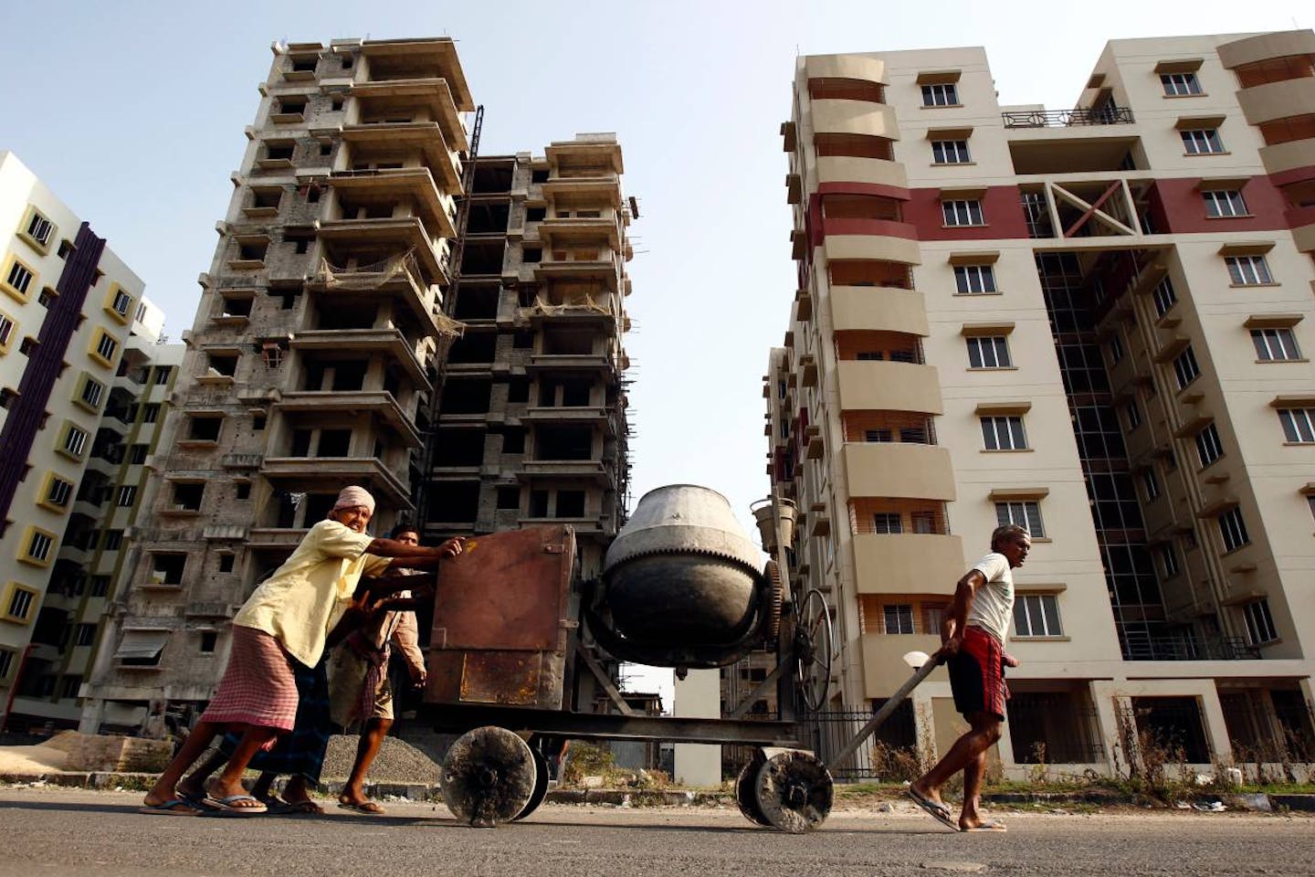 Construction workers in India