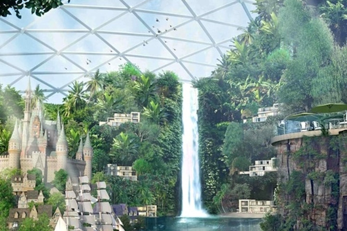mall of the world waterfalls