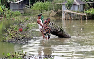 Residents fleeing floods in Moulvibazar Bangladesh