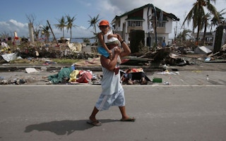 Father and son after Haiyan