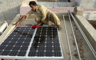 Solar panel owned by resident in Pakistan