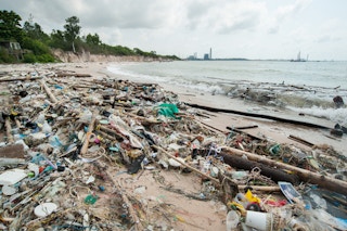 plastic waste beach thailand