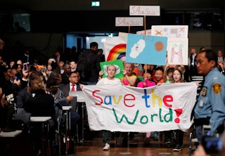 children on climate march in Bonn
