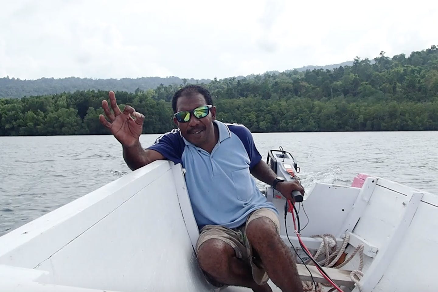 The first electric boat in Raja Ampat is driven near Batanta, the smallest of the four large islands that give Raja Ampat (“Four Kings”) its name. Image: Maha Raja Eco Dive Lodge
