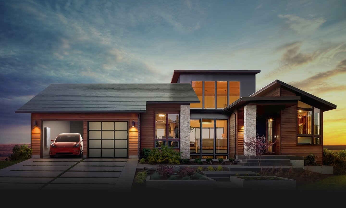 Model home with solar roof tile