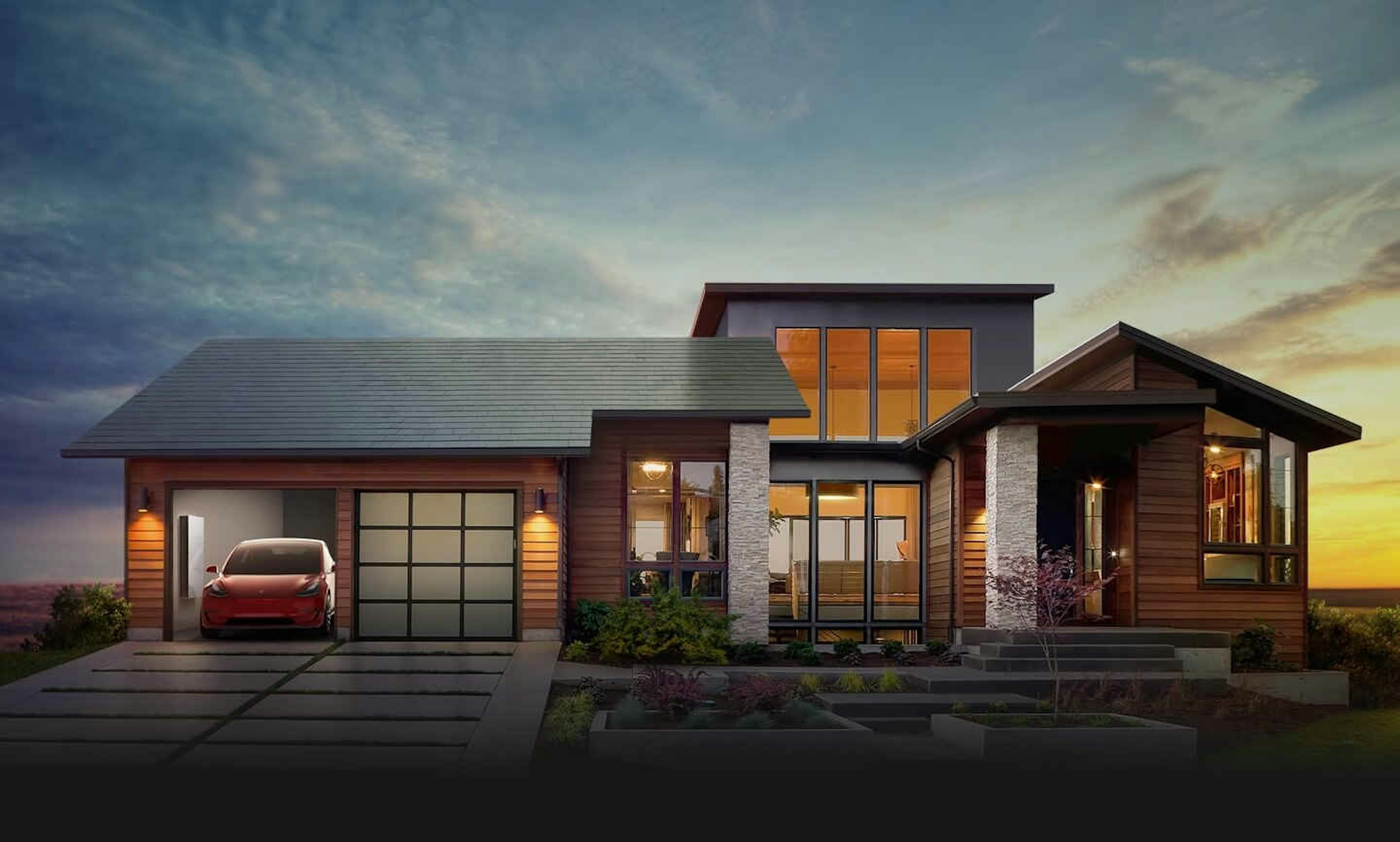 Model home with solar roof tile