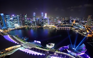 singapore blue lights skyline