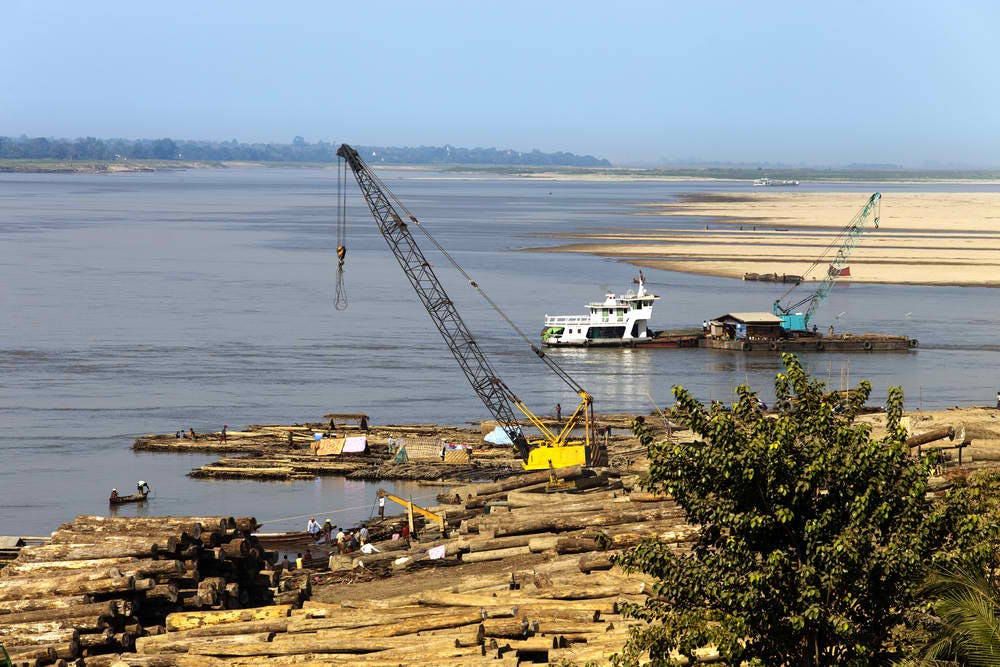 myanmar wood logging port