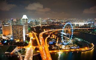 singapore aerial night
