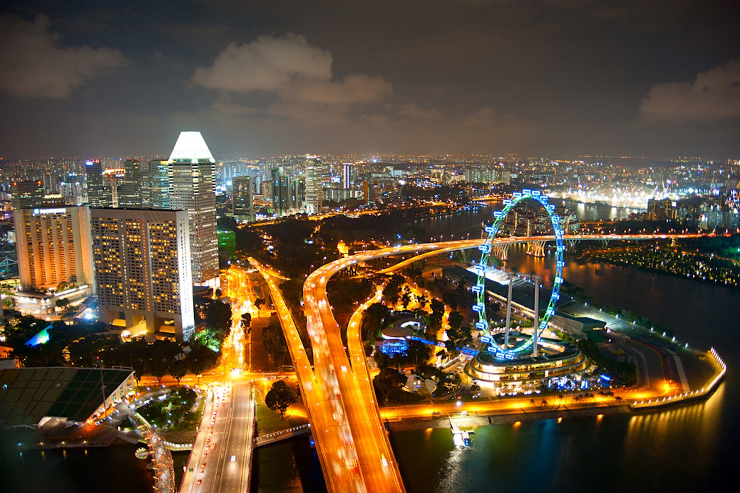 singapore aerial night