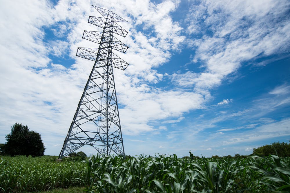 power transmission corn field