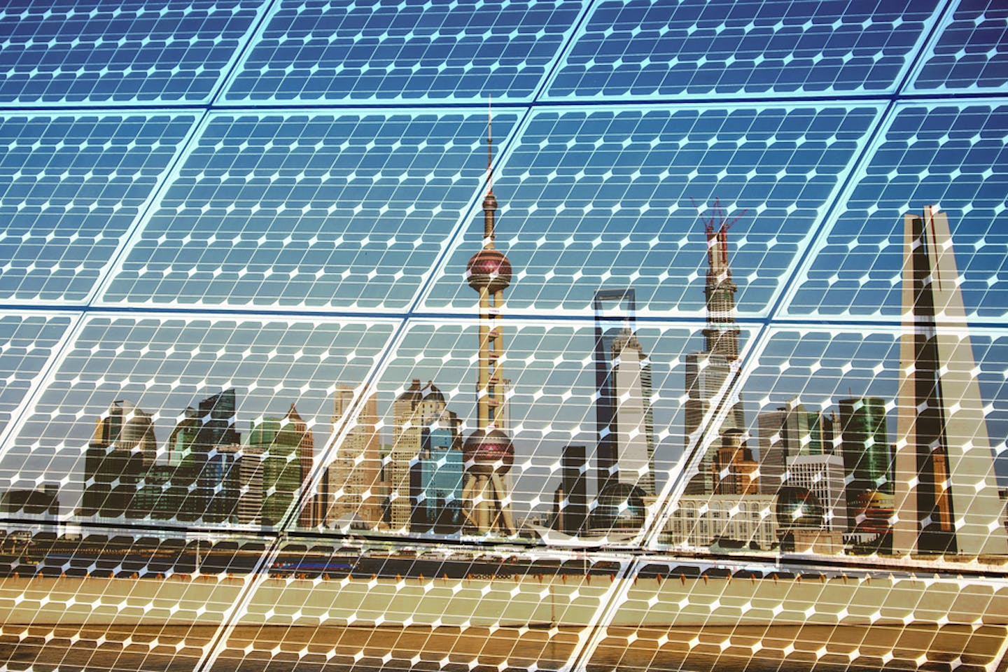 solar panels shanghai reflection