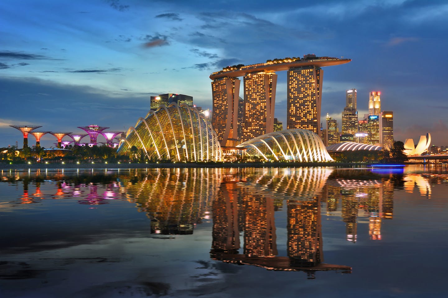 singapore brightly lit