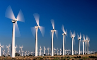 wind turbines blue sky