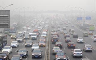 beijing traffic jam smog