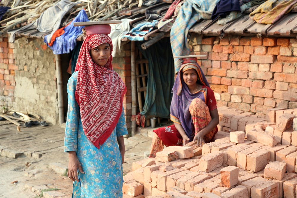 Women brick-kiln workers in India demand better work conditions