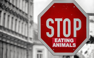 Stop eating animals sign