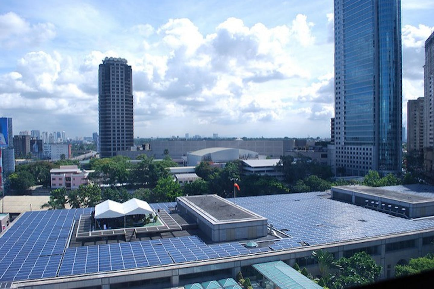 Solar panels on a rooftop in Manila
