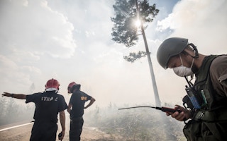 Firefighters battle the blaze in Sweden in the summer of 2018