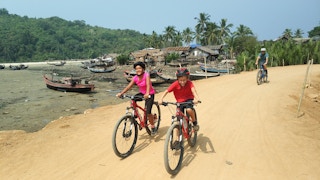 Tourists on a biking tour
