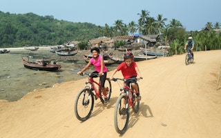 Tourists on a biking tour