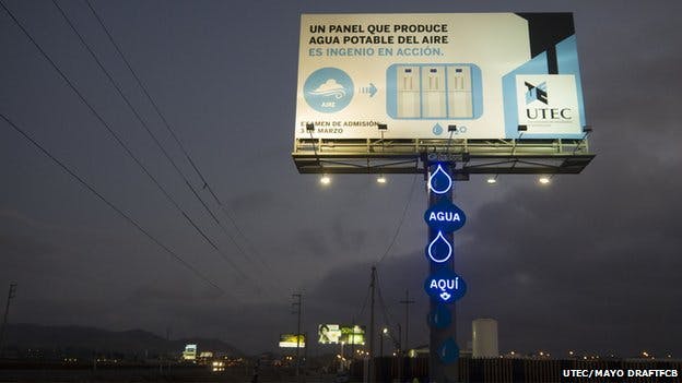 water from billboard