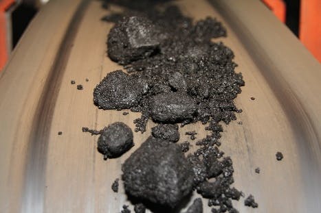 Raw brown coal being sent for processing