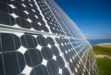closeup view of solar panels